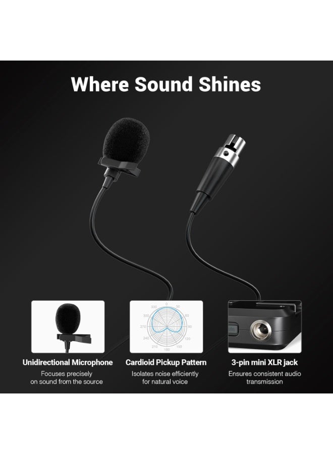 Phenyx Pro 4-Channel UHF Wireless Microphone System with 4 Bodypack Headset Lapel Mics Auto Scan Cordless Mic 328ft Range for Church DJ Meetings Singing PTU-7000-4B - Image 5